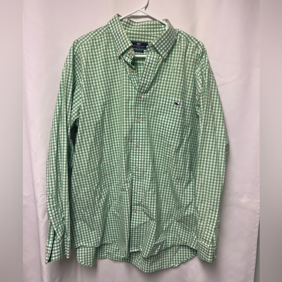 Vineyard Vines Green Gingham Button Down Shirt - Picture 1 of 6